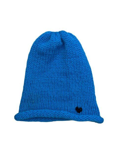 crafted merino wool beanie with heart embroidery